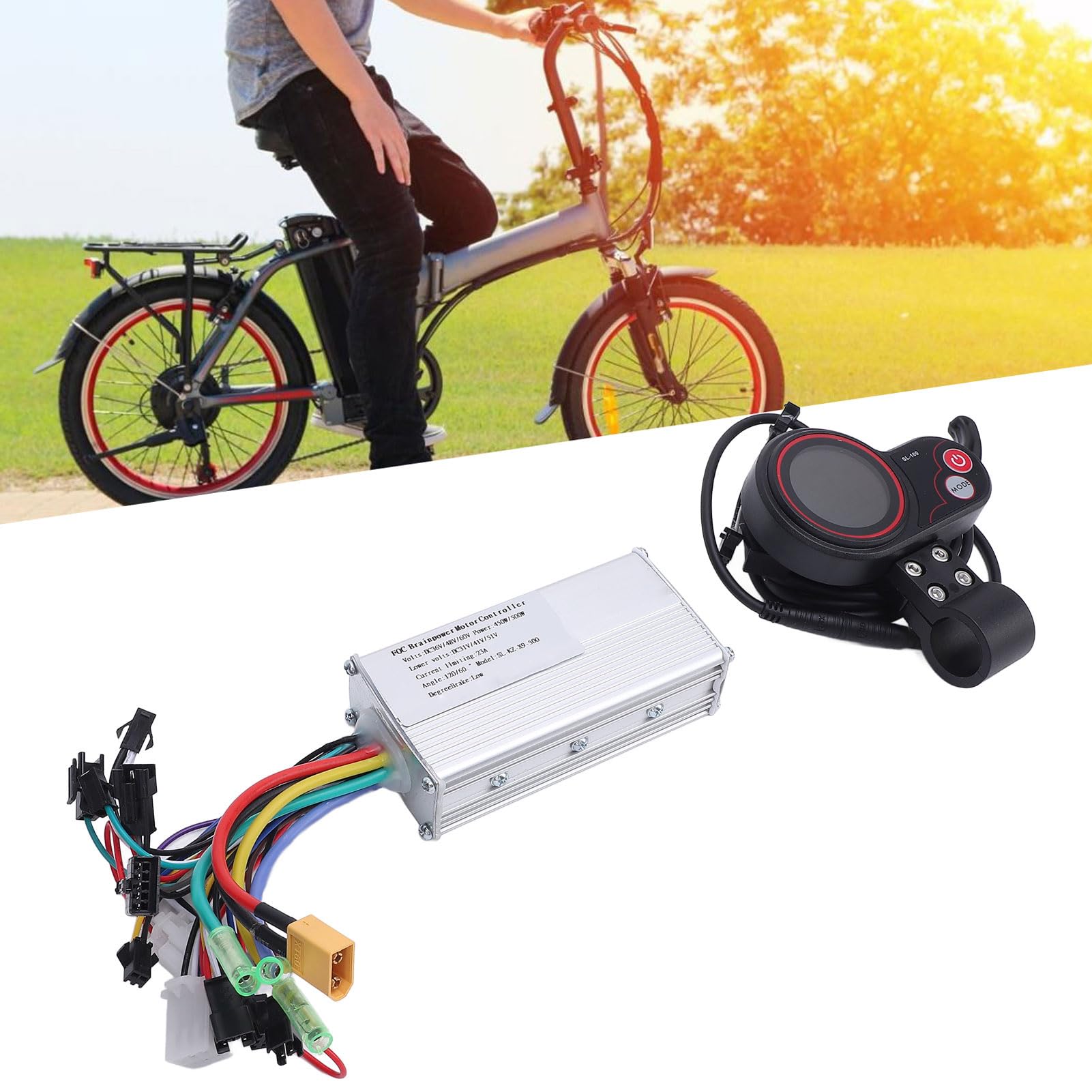 Bezszczotkowy kontroler silnika, 36 V, 48 V, 60 V, 450 W, 500 W, fale, kontroler SL100, wyświetlacz LCD, kolorowy wyświetlacz do roweru elektrycznego