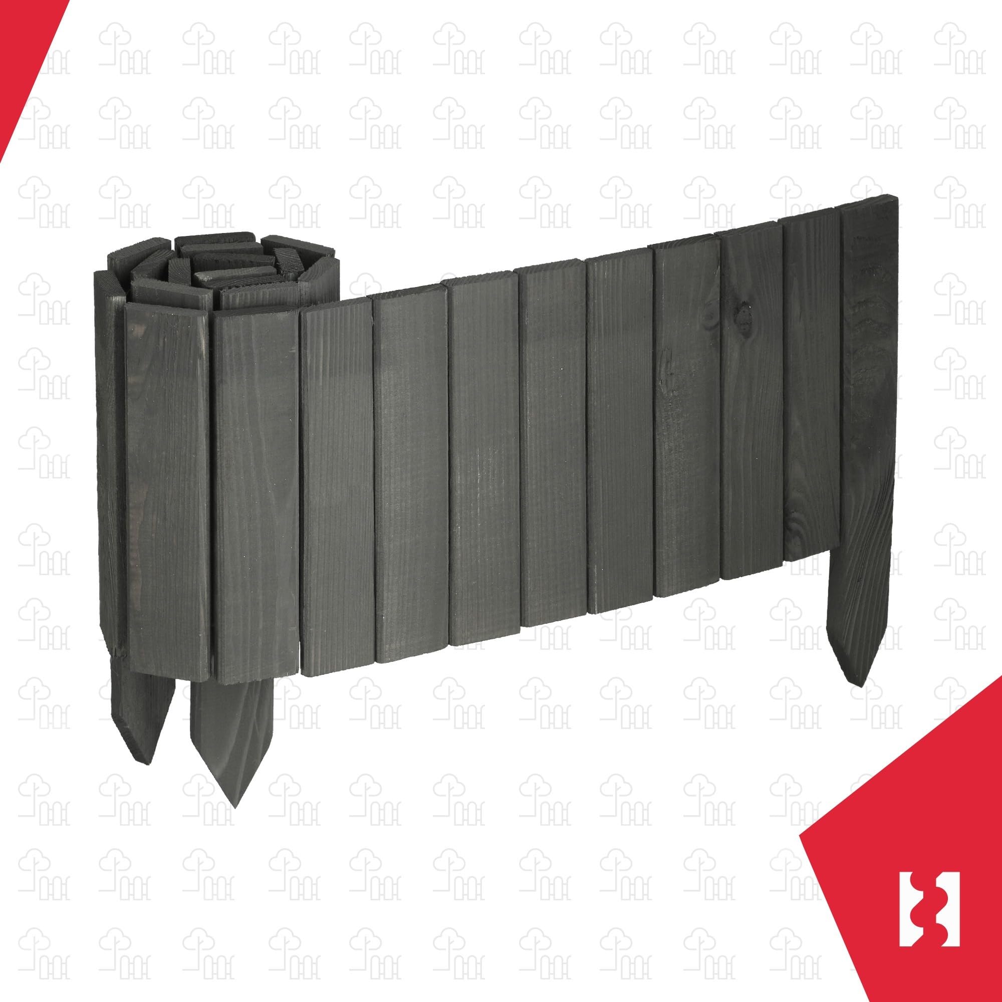 KOTARBAU® Bordure Jardin Exterieur Bois - 110 x 20 cm - Cloture Bois Jardin - Antracite- Palissade Flexible - Décoration