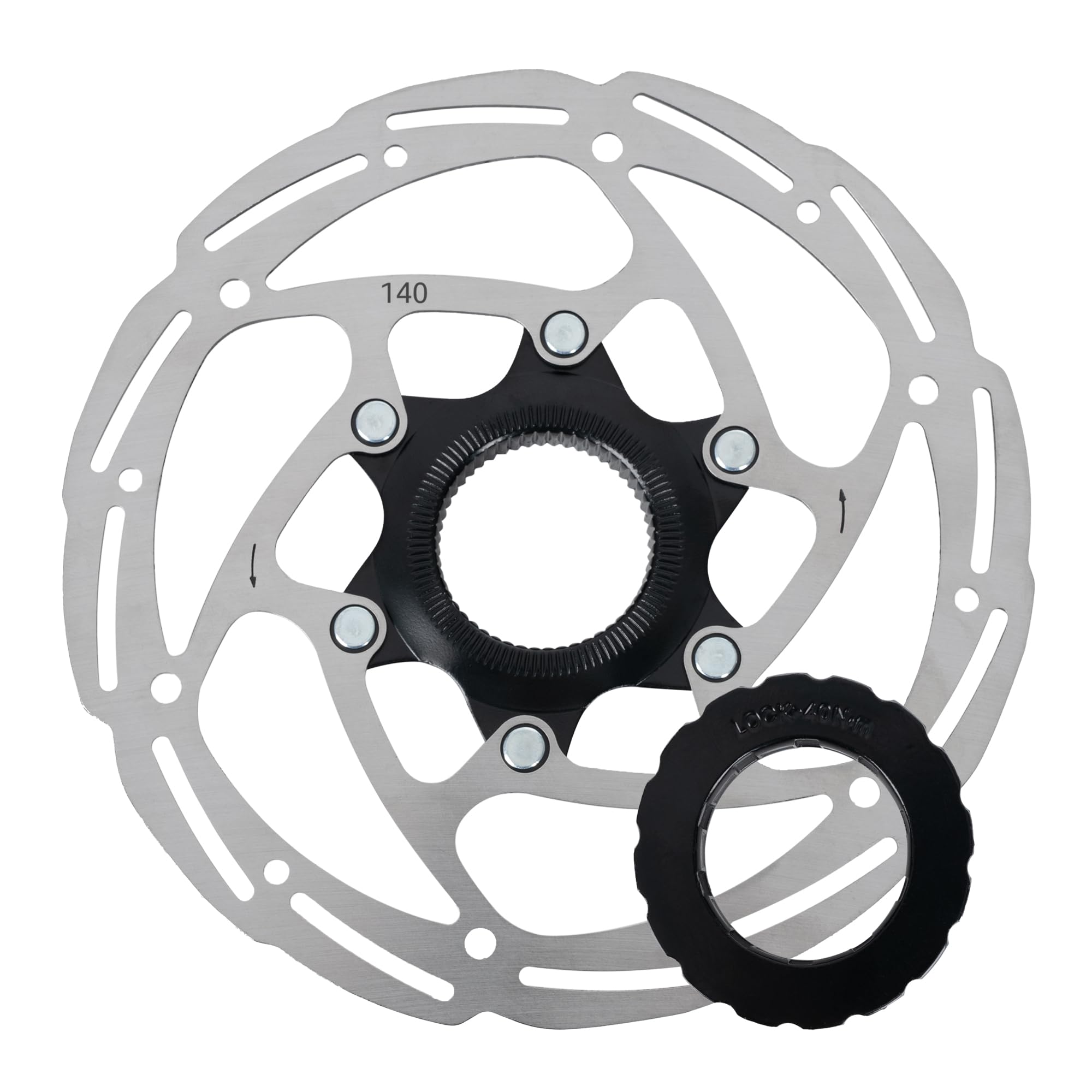 Full Stop Centre Lock Brake Disc Rotor, 140mm. Bike, Bicycle, Ebike, MTB, Road, Silver