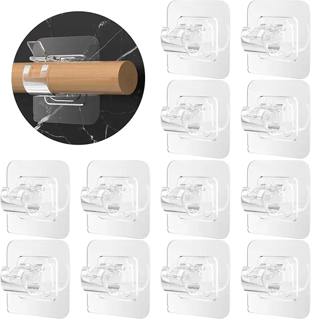 Soporte Barra Cortina Sin Taladrar, Gancho Autoadhesivo Transparente para Hogar