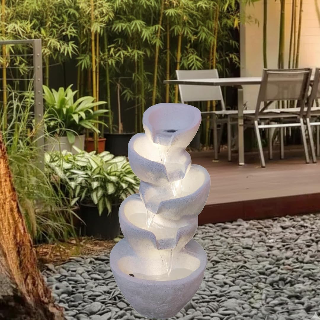 ALILA 2.5 Feet Big Size Spiral Waterfall Fountain with LED Lights | Decorative Indoor Outdoor Water Fountain for Home Living Room Office Balcony Garden Temple | Vastu Feng Shui Showpiece Gift