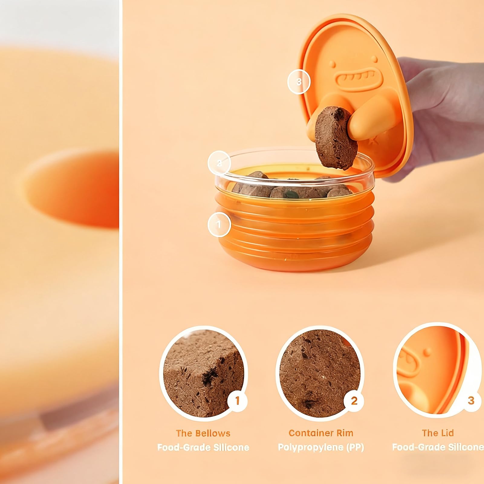 Generisch Contenitore per snack, riutilizzabile, ermetico, contenitore per biscotti con coperchio, per caramelle, biscotti, casa, ufficio, scuola, campeggio, picnic, bambini e adulti