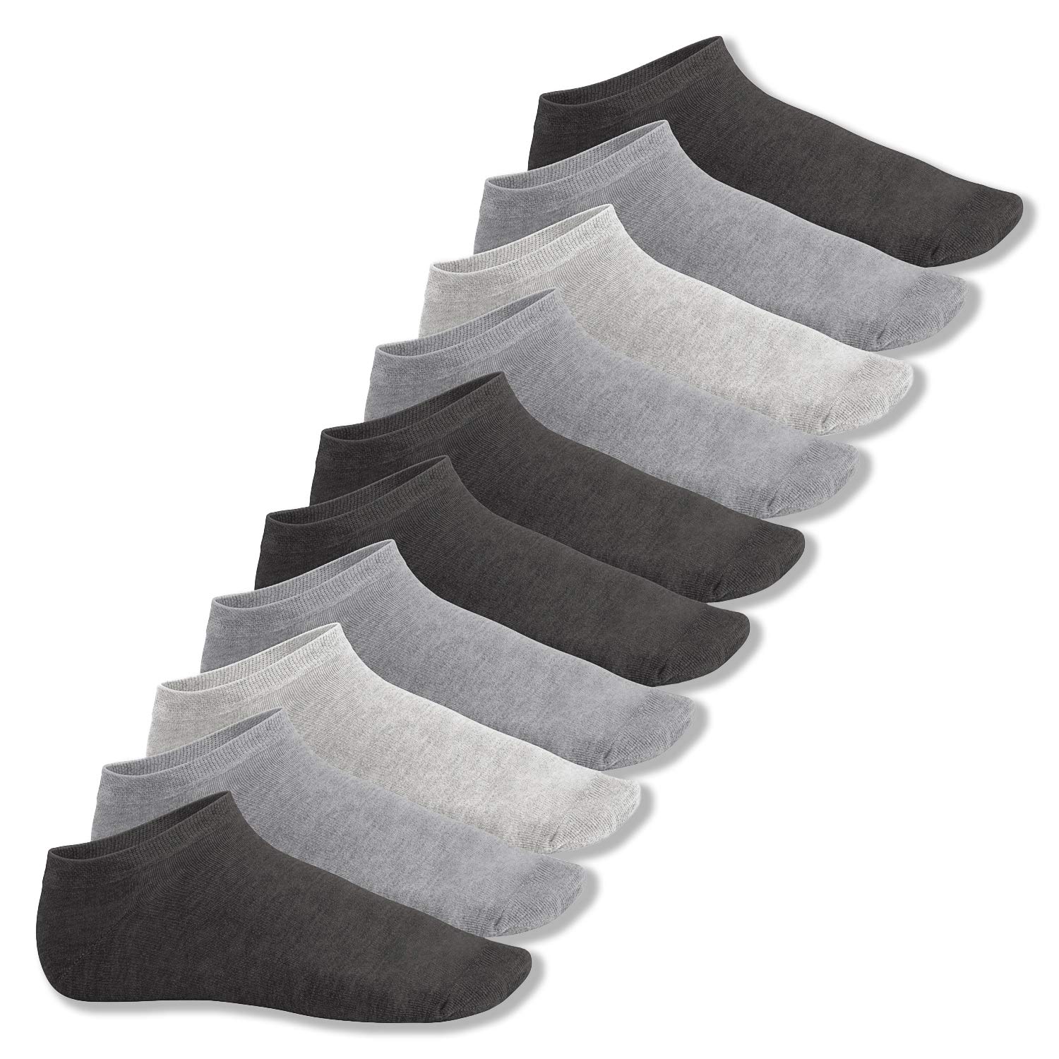 10 pairs of SNEAK IT! Unisex Ankle Socks - Classic Grey 8.5-11 (EU 43-46)