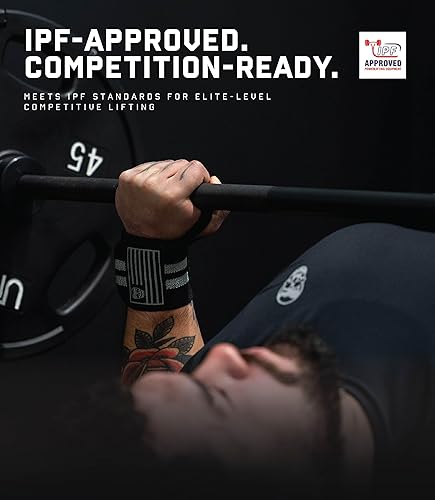 Miniatura 4 de Gymreapers - Muñequeras de halterofilia, profesionales, con presilla de pulgar resistente para competición de levantamiento de pesas, entrenamiento