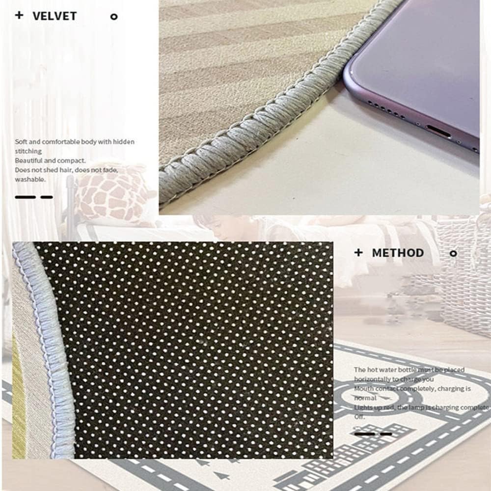 Cute Car Track Baby Crawling Rugs and Mats, Anti-Fall Children Puzzle Carpet for Boys Bedroom 120x160cm (Black, 100x120cm)