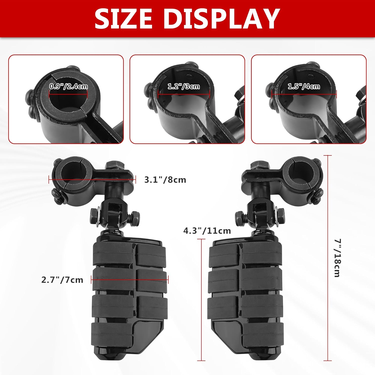 Motorcycle Clamp-on Highway Pegs Universal Adjustable Engine Guard Foot Rests w/Mount Clamp Kit For Most Motorcycle Models with 25mm 32mm 34mm Crash Bar Tube Accessories(Black Style)