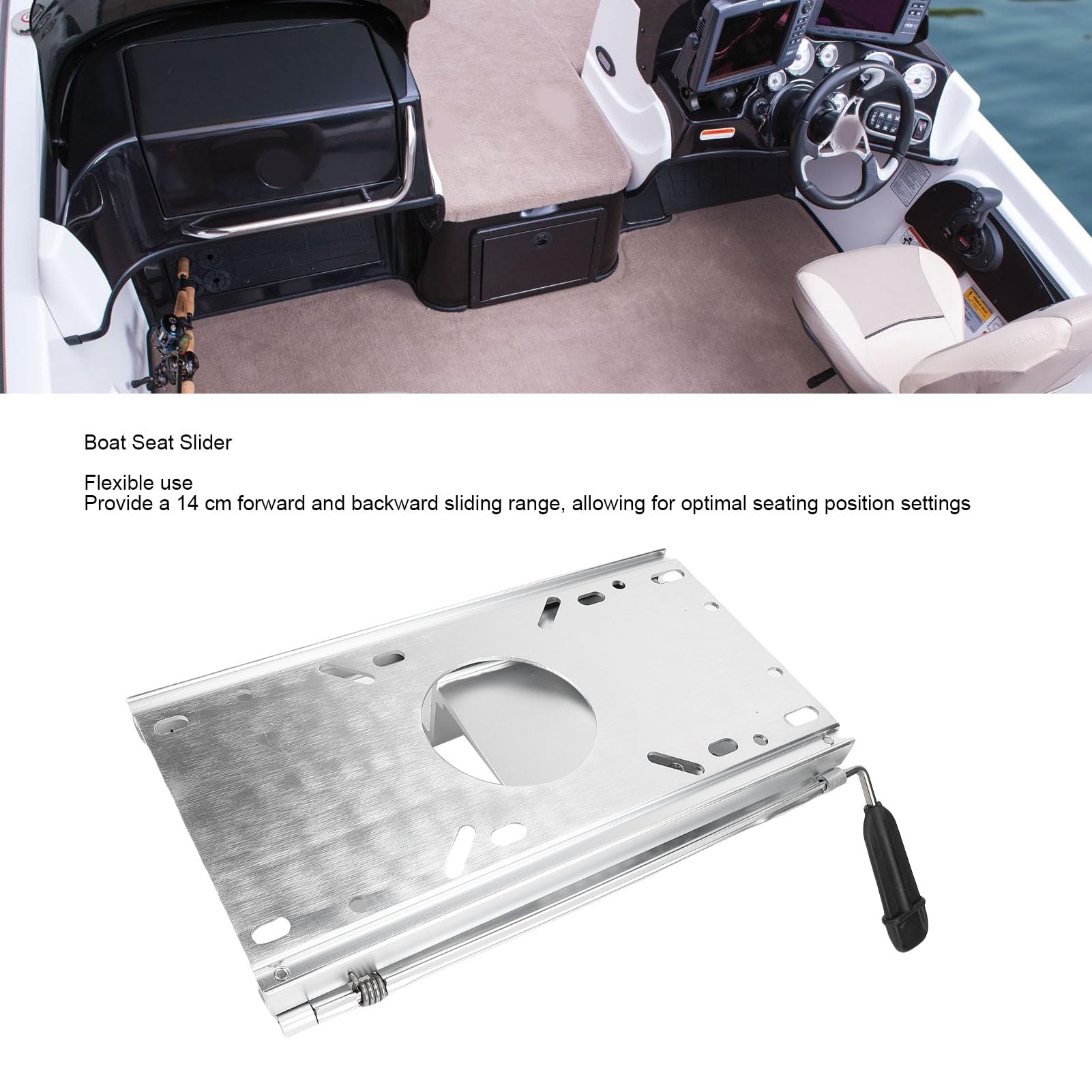 Rail Coulissant de Siège de Bateau, Support de Siège Marin en Alliage D'aluminium avec Trous Pré-percés pour Bases de Piédestal de 5,3 X 5,3 Pouces, Plage Coulissante Réglable