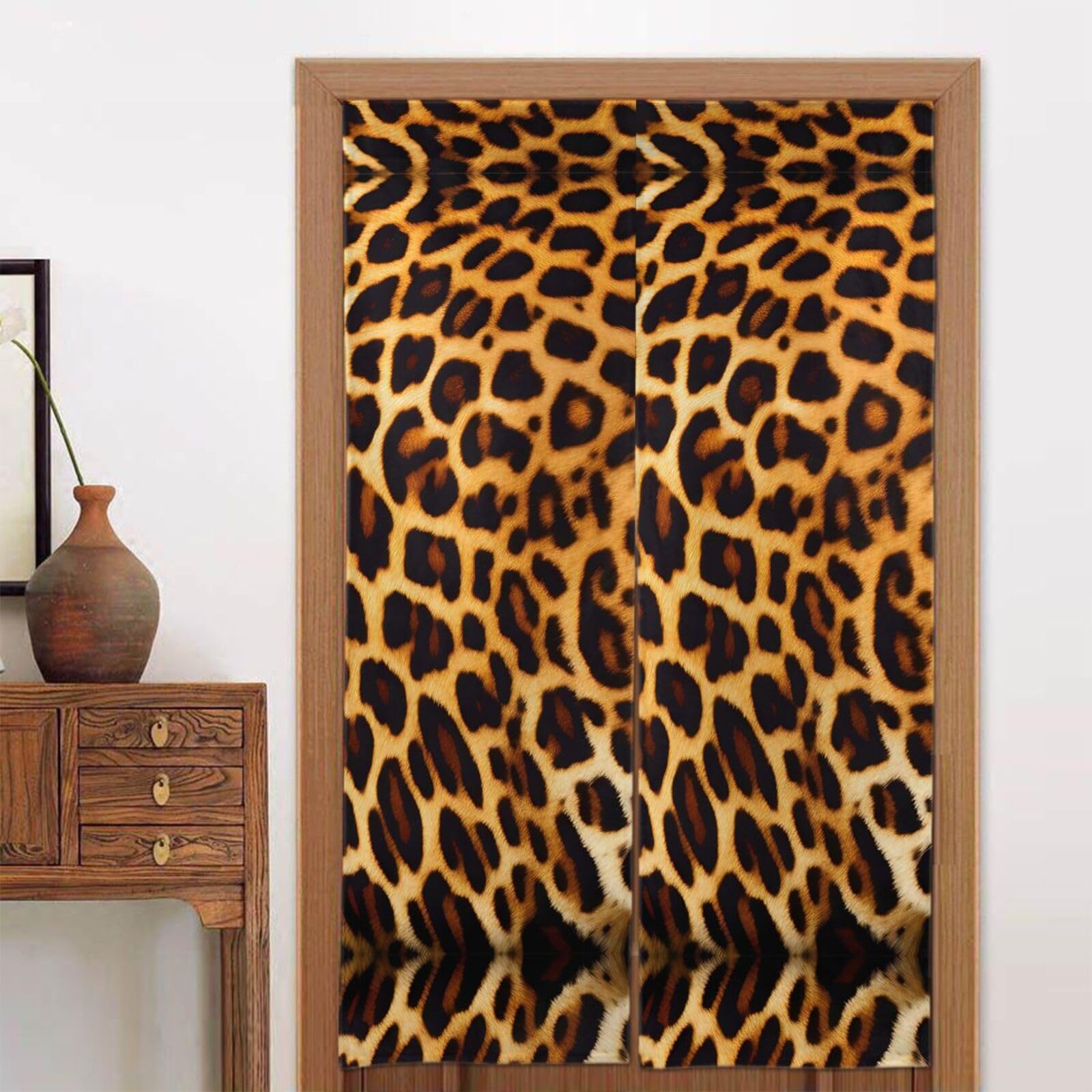 chenfandi Stripes on leopards Door curtain, blackout, suitable for bedrooms, bathrooms, windows, etc., 86 x 143 cm.