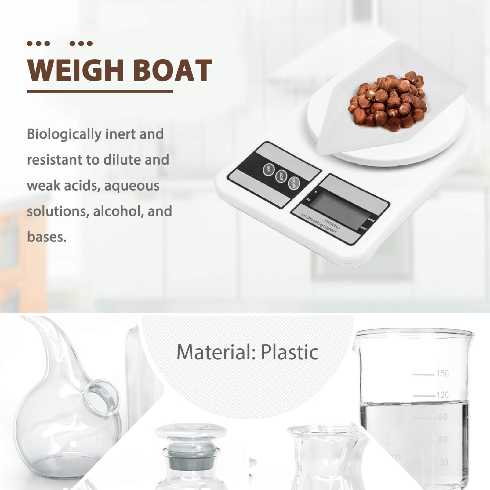 ULTECHNOVO 10 Uds plato de pesaje de plástico pequeños de pesaje plato de laboratorio mini plástico de medición de polvos de mezcla líquidos