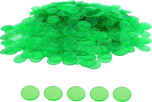 Miniatura 1 de GSE - 1000 fichas de bingo transparentes de plástico de 34 pulgadas para fiestas de juegos de bingo, aula, noche de juegos, sala de bingo (verde)