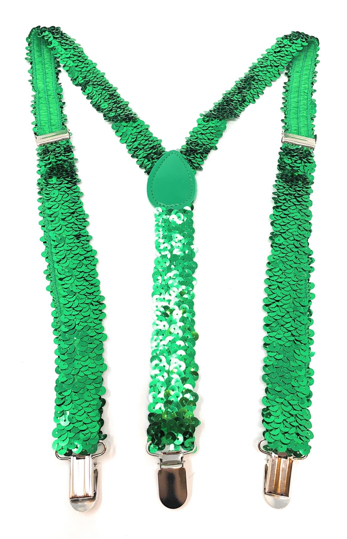 Cadoline Green Mens Sequin Polyester Fancy Dress Suspenders 100 x 2.5cm