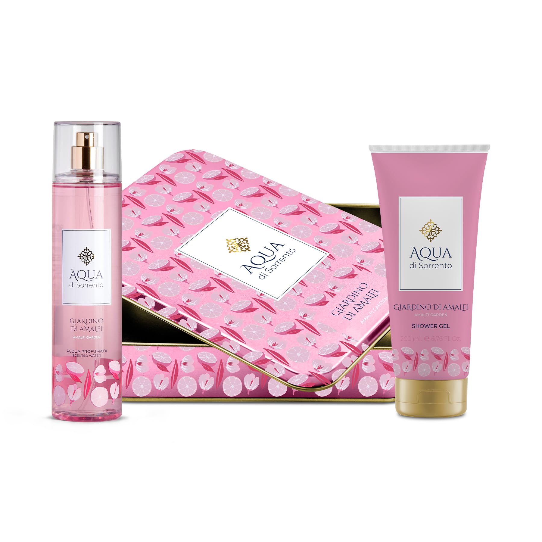 AQUA DI SORRENTO | Giardino di Amalfi, Confezione Regalo, Acqua Profumata 245 ml + Gel Doccia 200 ml, Fragranza Rinfrescante