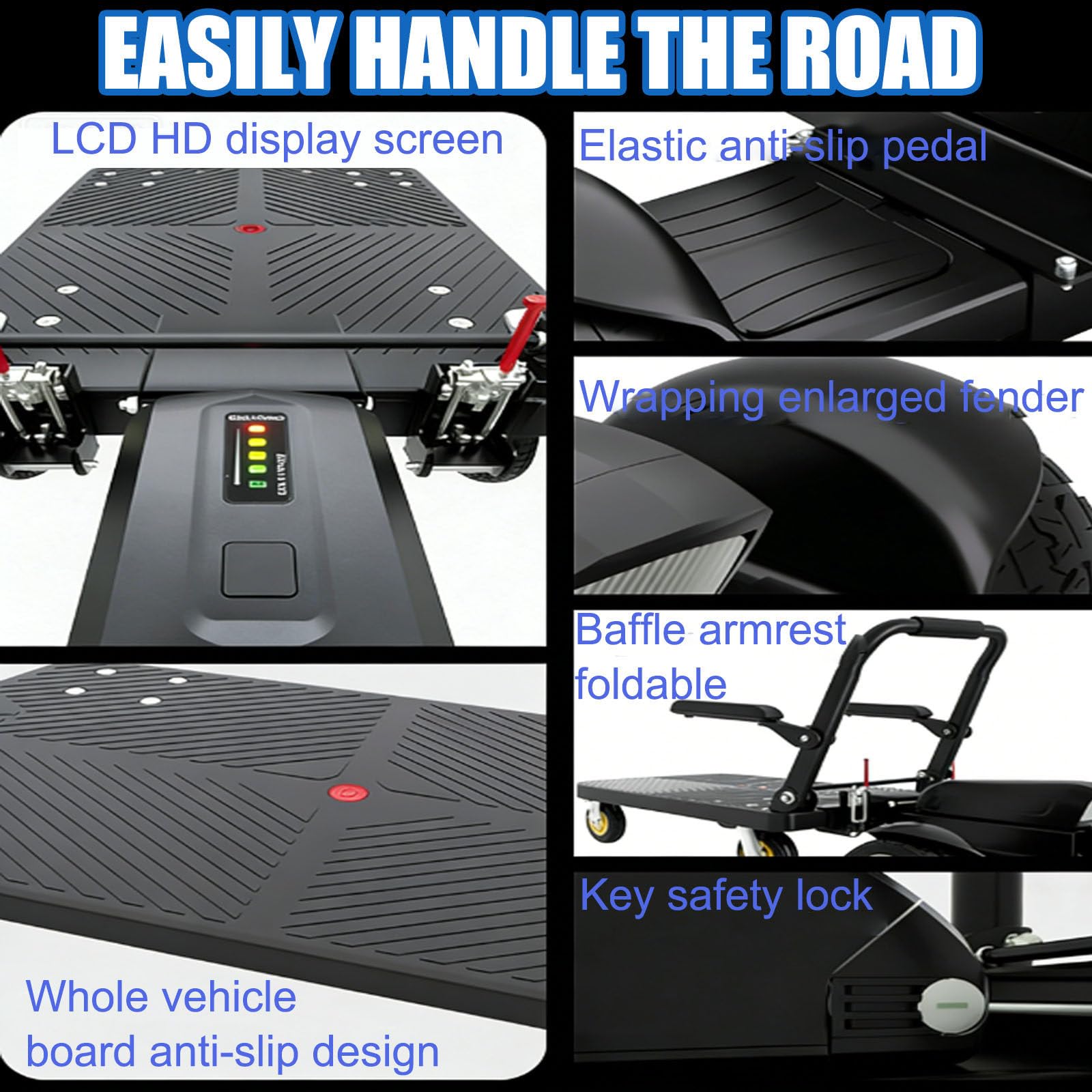Carrello A Piattaforma Elettrico 2026, Transpallet Elettrico, Ruote da 8" per Tutti I Terreni, Portata 300 kg, Autonomia di 35 Km, Carrello A Pianale Pieghevole Motorizzato 90 * 60cm
