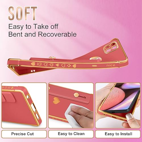 Miniatura 3 de Likiyami Funda para Motorola Moto G Power 2021 con diseño de corazón, para mujeres y niñas, bonita y lujosa con soporte, diseño de corazones rojos y