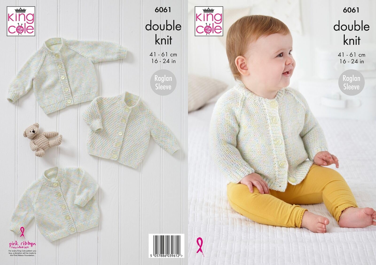 King Cole Baby DK Double Knitting Pattern – Baby Cardigans (6061), 16'' - 24'' (41cm x 61cm) chest