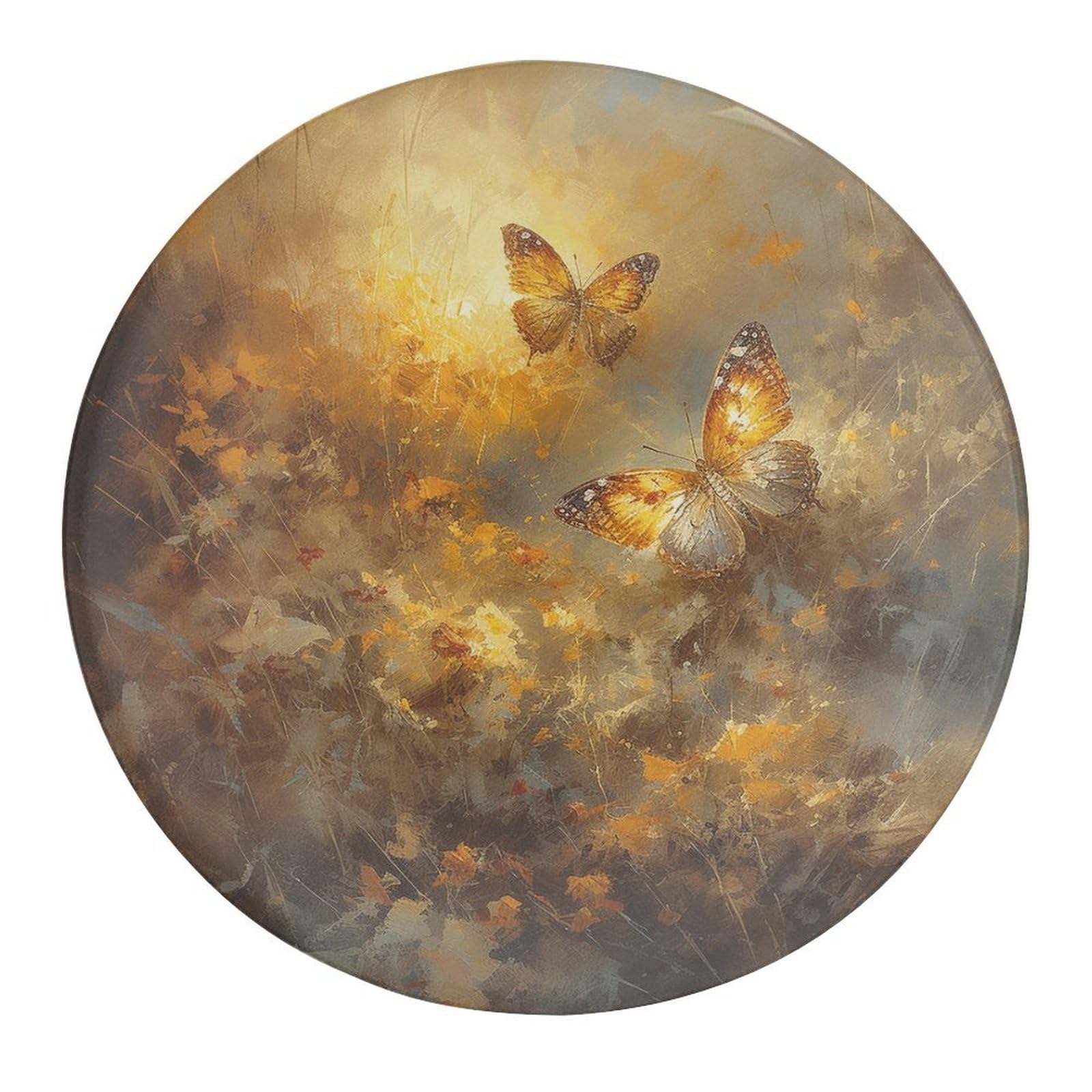 Fekiloot Style Golden Butterfly Painting Refrigerator Magnet Fridge Magnet4 Pcs