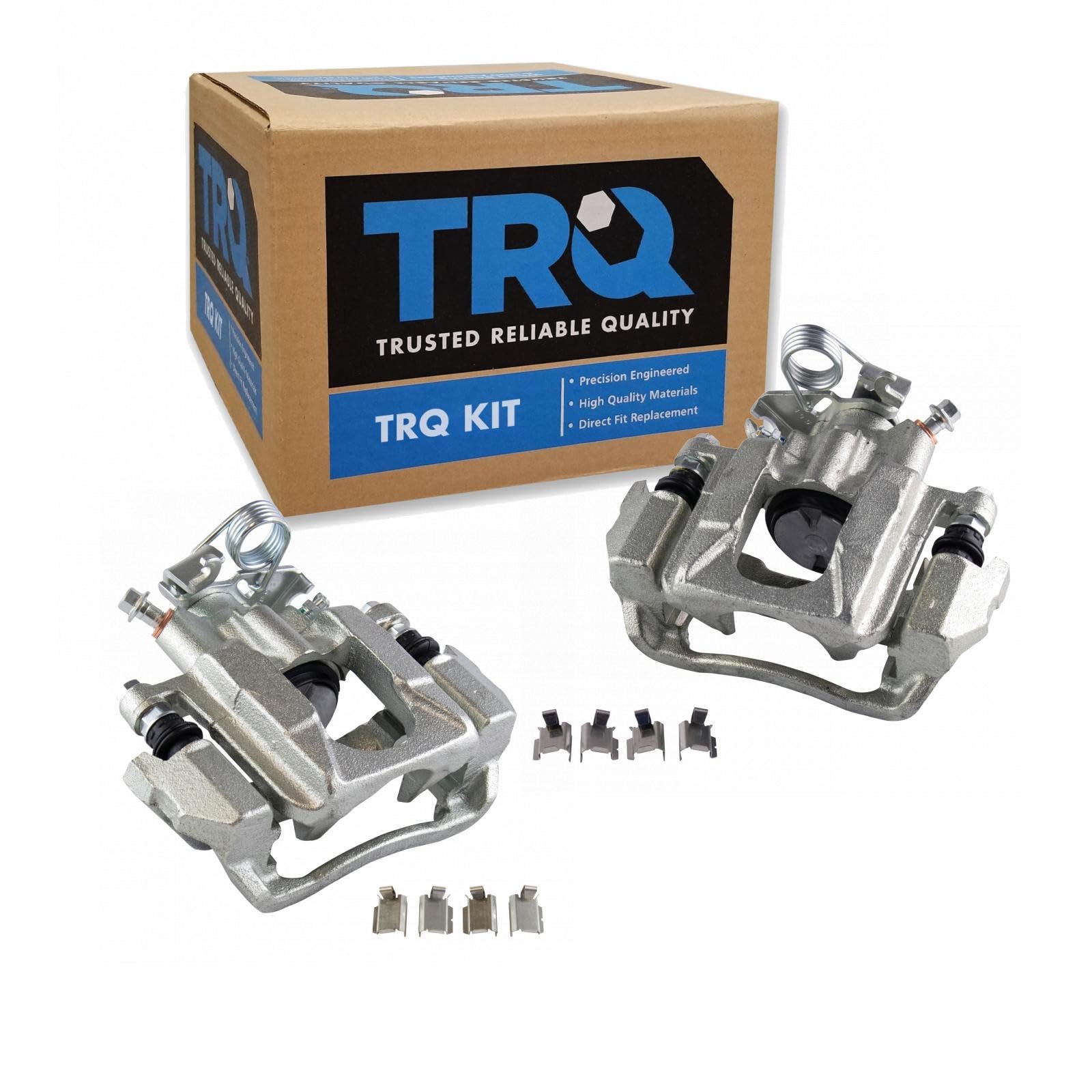 TRQ Rear Brake Caliper Set Zinc Coated Hardware Brackets Compatible with 2011-2018 Ford Explorer 2010-2012 Flex 2013-2018 Taurus 2010-2013 Lincoln MKT