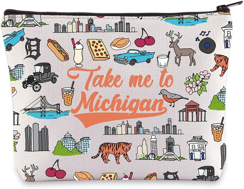 Necessaire WZMPA To Michigan em lona com estampa gráfica
