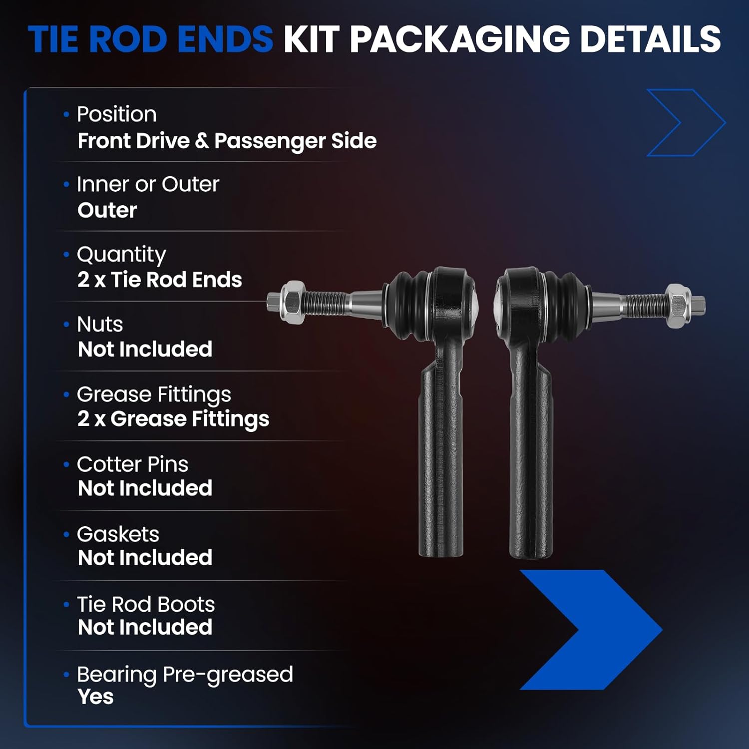 2-PC Outer tie rod ES800948 Compatible with Chevrolet Silverado 1500 2014-2018,Compatible with CADILLAC ESCALADE 2015-2019,Compatible with CADILLAC ESCALADE ESV 2015-2019