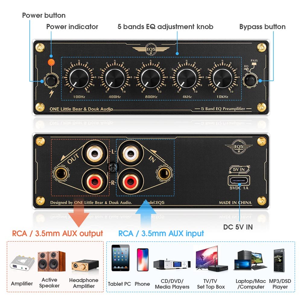 Amazon.co.jp: Cole EQ5 2.0 チャンネル Mni 5 バンドアナログ EQ
