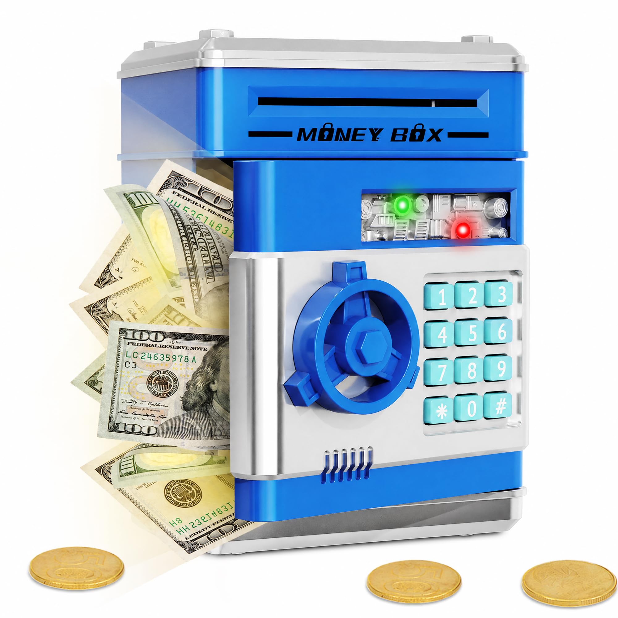 Refasy Piggy Bank Cash Coin Can ATM Bank Electronic Coin Money Bank for Kids Age 3-12, Money Savings Box Mini ATM Coin Bank Toys Gifts for 3 4 5 6 7 8 9 10 11 12 Year Old Boys Girls — Amazon image 12