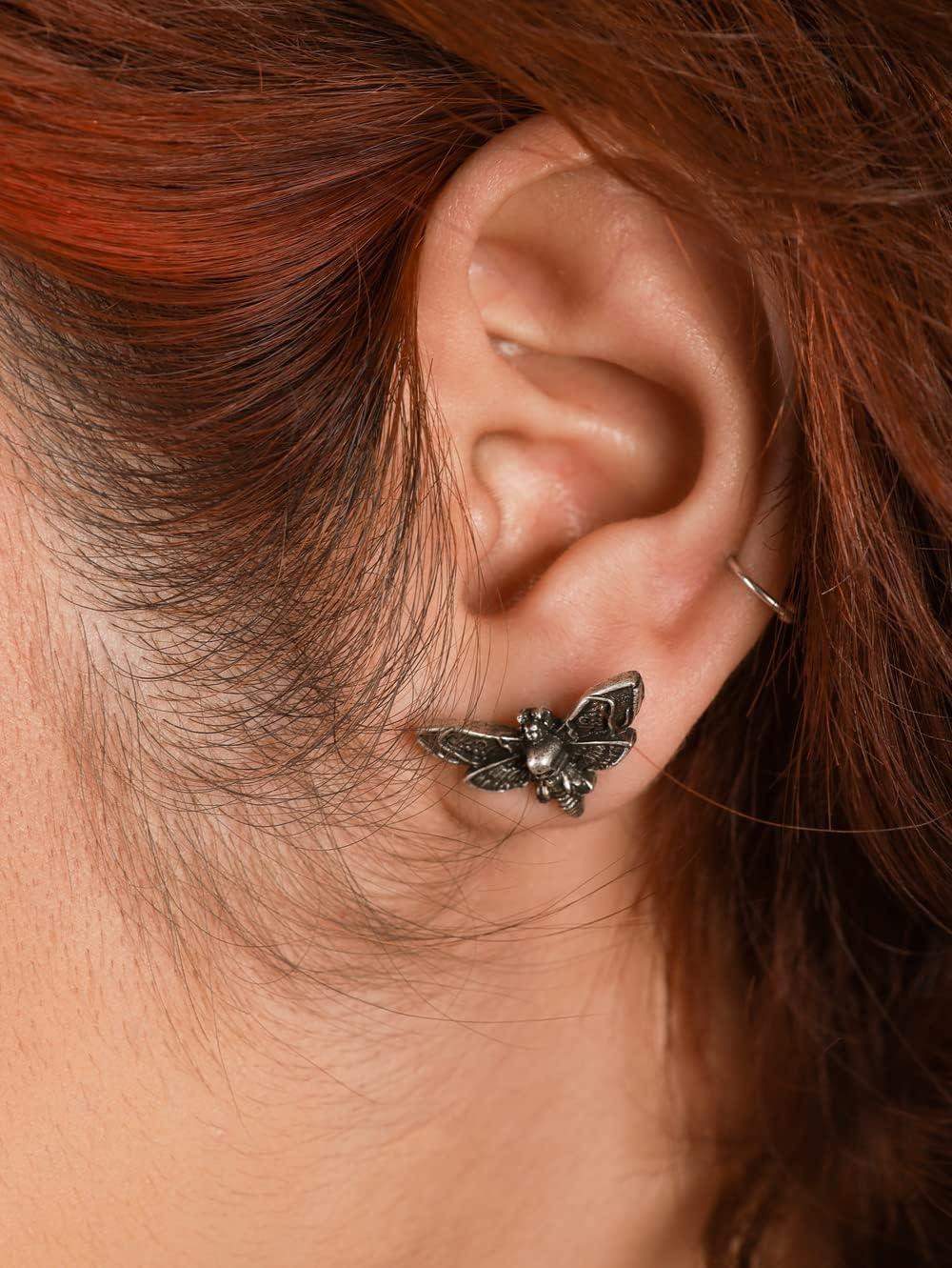 HAQUIL Moth Stud Earrings Moon Phase Moth Butterfly Charm Pendant Earrings Clip On Helix Drop Piercing Earrings For Men Women - Image 4