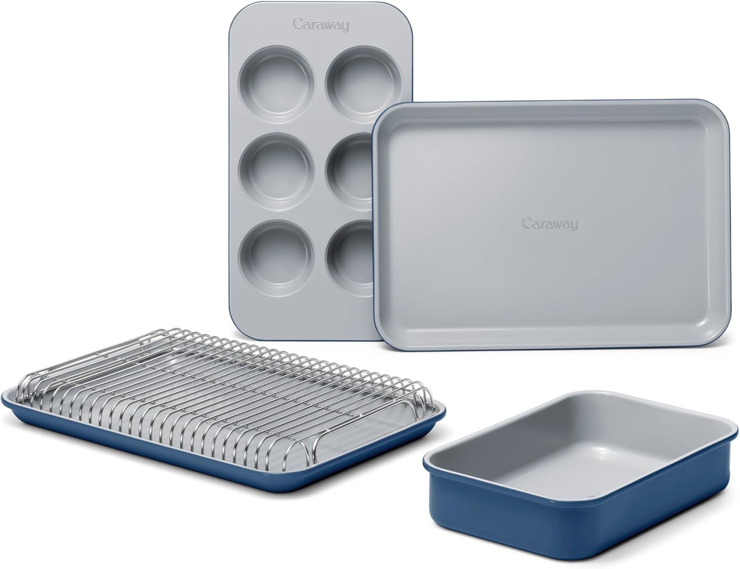 Caraway Mini Bakeware Set – Naturally Non-Stick, Non-Toxic Ceramic Coating – Compact Baking Pans Set for Small Kitchens & Ovens – Includes Baking Sheets, Muffin Pan, Cooling Rack & Storage – Navy Caraway Mini Bakeware Set – Naturally Non-Stick, Non-Toxic Ceramic Coating – Compact Baking Pans Set for Small Kitchens & Ovens – Includes Baking Sheets, Muffin Pan, Cooling Rack & Storage – Navy