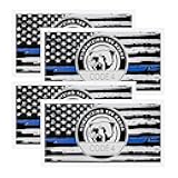 4PCS Thin Blue Line Sticker Code 4, Police Support Sticker American Flag Thin Line Decal, Waterproof Thin Line Flag Stickers Support Law Enforcement for Car Window Laptop (Larger)