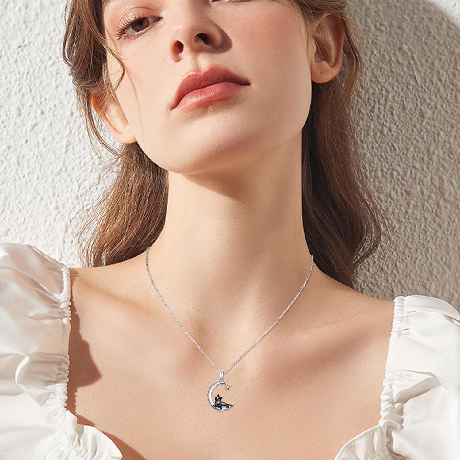 Black Cat Necklace for Women 925 Sterling Silver Crescent Moon Cat Pendant Moon Necklace Jewelry Gifts for Women Mom - Image 6