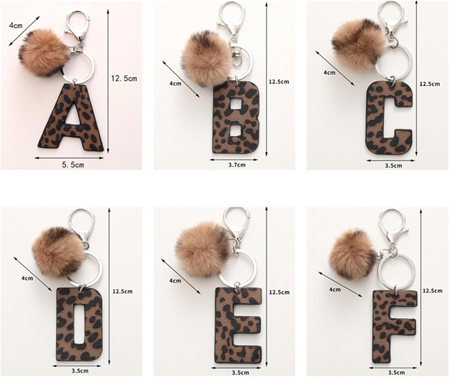 Initial Letter Keychain for Women, Fashion Leopard Print Letter Bag Charm for Handbags Bag Accessories PU Key Charms - Image 2