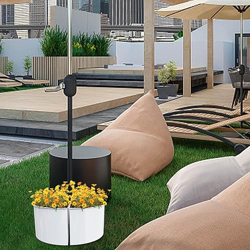 Miniatura 7 de ROIKETU Maceta de sombrilla para mesa de patio con agujero para paraguas, 2 piezas, maceta envolvente para paraguas, resistente a la intemperie,