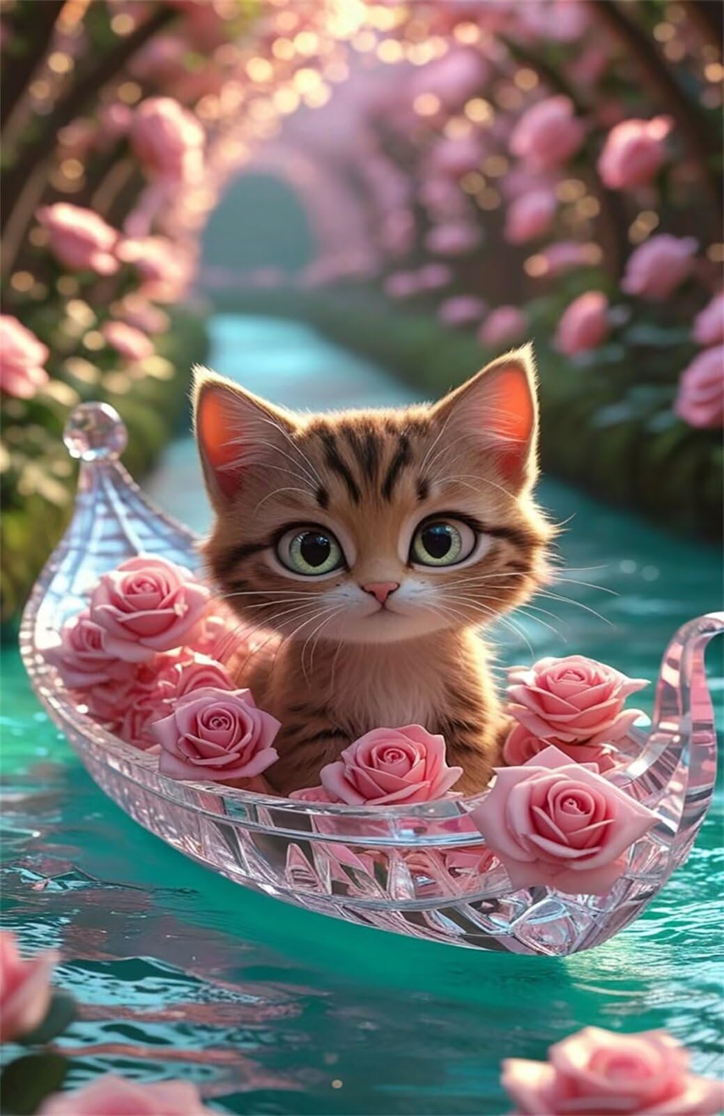 Boot Rosen Katze Jigsaw Puzzle 2000 Teile für Erwachsene - Kniffliges Kunstmotive Denkspiel, Beruhigendes Hobby & Elegante Raumdeko (100x70 cm)