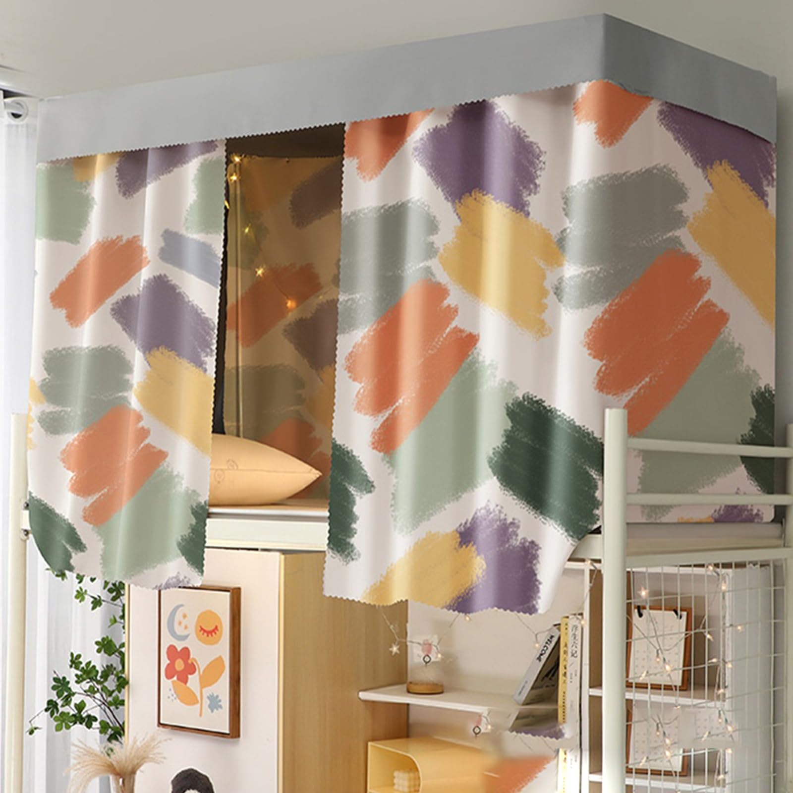 LVYUDS Bunk Bed Curtains for Teenagers Students Loft Bed Curtains Blackout Privacy Protection Bunk Bed Tent Breathable Dust-Proof(Curtain*3,1.2M_COLORFUL)