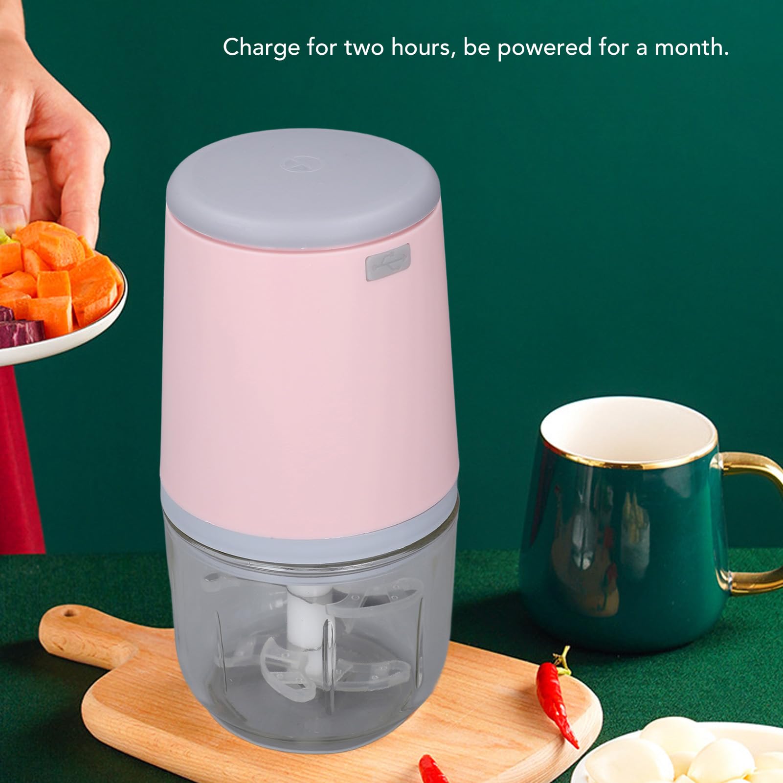 Mini elaboratura cucina multifunzionale elettrica del trasformatore alimentare per verdure per alimenti per bambini frutta aglio aglio 300 ml Materiale ad ABS portatile dimensioni (Rosa)