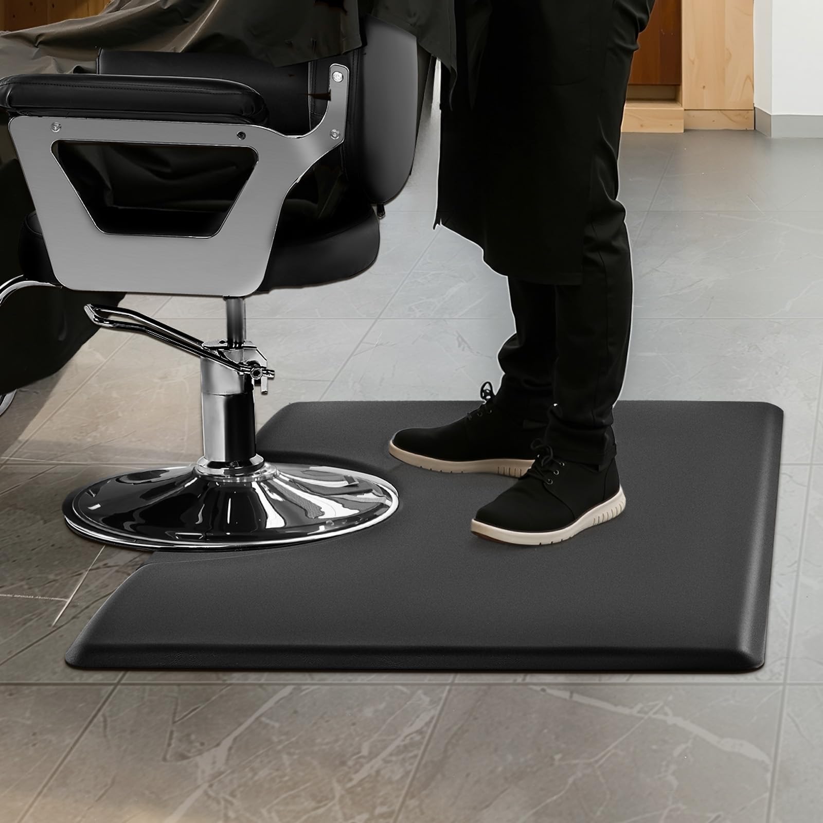 VEVOR Tapis de Chaise de Salon Coiffure, 1525x915x23 mm, Tapis de Sol Salon Coiffeur Anti-Fatigue pour Base de Chaise Circulaire, Surface PVC, Bords Biseautés Anti-trébuchement, Dessous Antidérapant