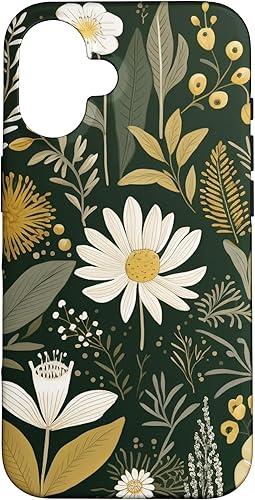 Vista 76 de Funda botánica retro para iPhone 11 Pro Max con diseño botánico bohemio y verde oliva