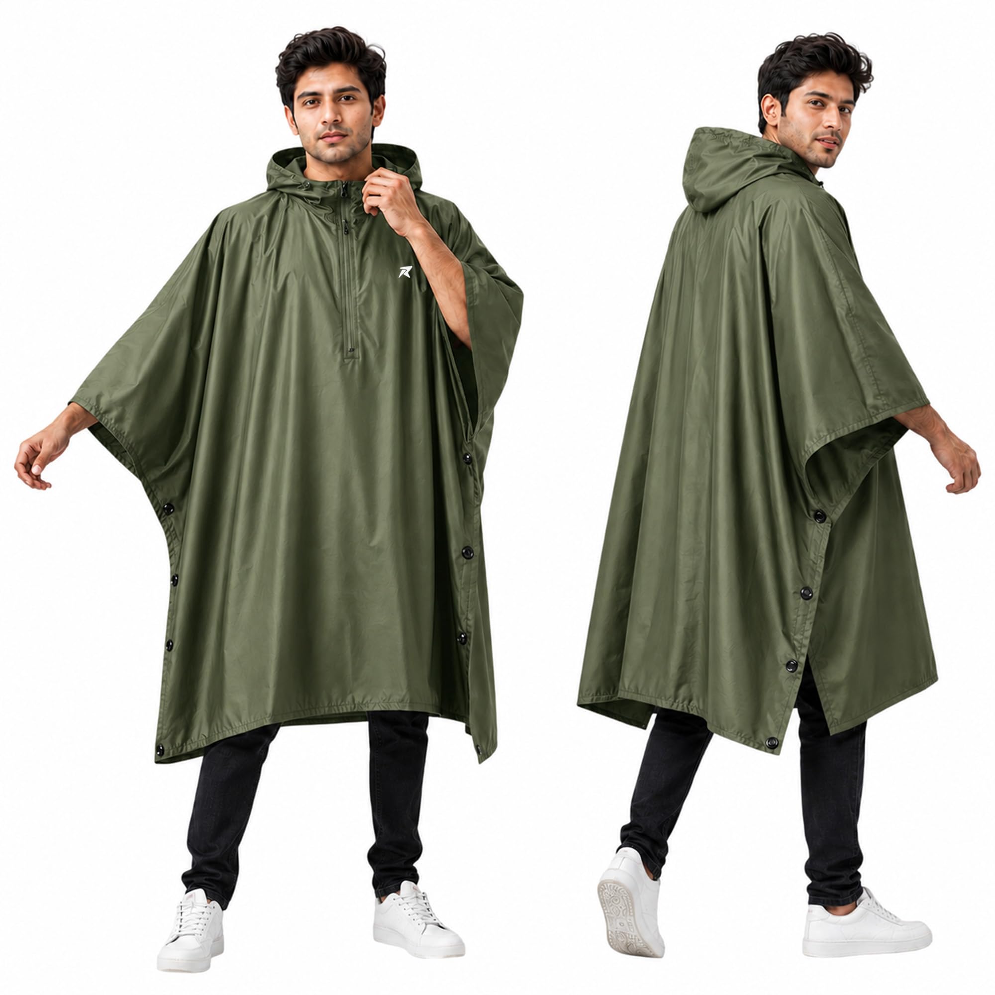 ROCKSPORT Ultralite 3 in 1 Outdoor Hooded Rain Poncho for Adult Unisex, Riding Poncho & Full Cover Waterproof Design, Lightweight & Reusable, One Size Fits Most-picture-28