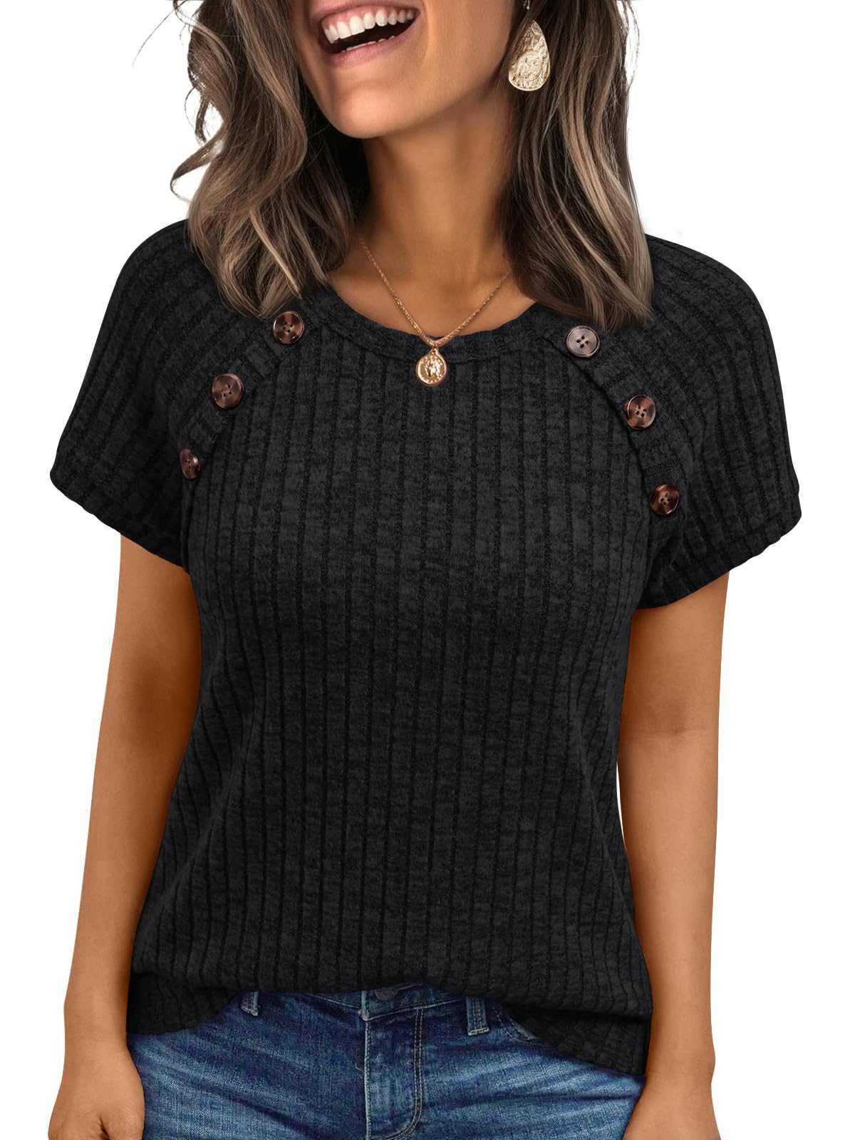 AUTOMET Womens Short Sleeve Shirts Business Casual Blouses Dressy Work Tunic Tops 2026 Spring Sweaters Fashion Clothes