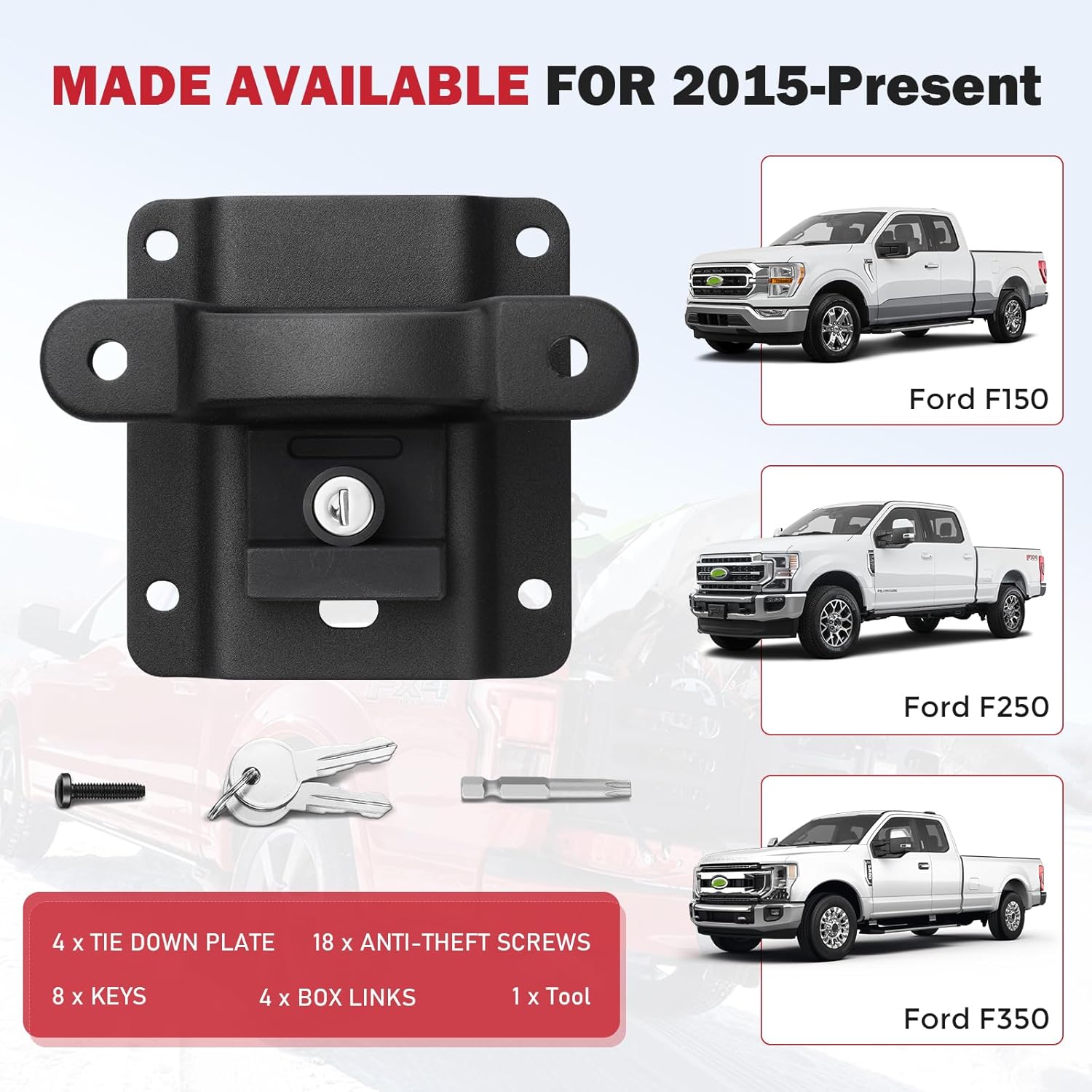 4PCS Tie Down Anchors fit for Ford F150 F250 F350 &Raptor (Include Lightning) 2015-2025 2026 Truck Bed Tie Downs Replacement for Boxlink Bed Tie Downs# FL3Z-99000A64-B Automotive Accessories - Image 2