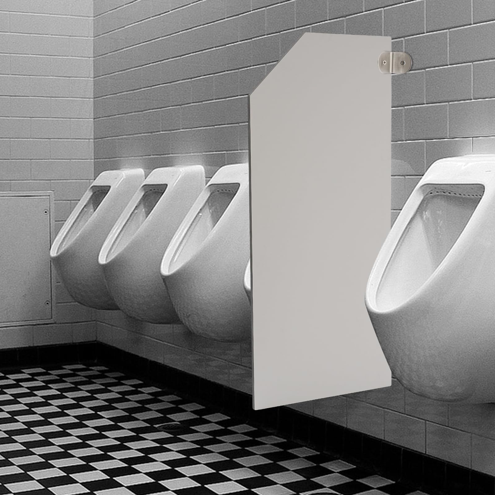 Urinal Partition, 15.7" x 35.43" Urinal Screen Toilet Partition with Accessories, Wall-Mounted Men Urinal Divider Screen for Schools Shopping Malls Public Places (Light Grey, Bevel Angle)