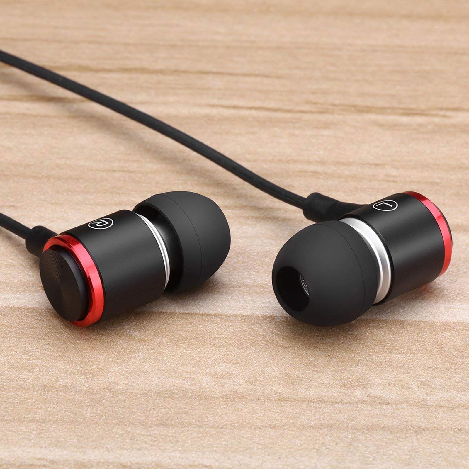 Rosmas Przewodowe słuchawki douszne z mikrofonem, sterownik 10 mm do dźwięku HiFi (białe)