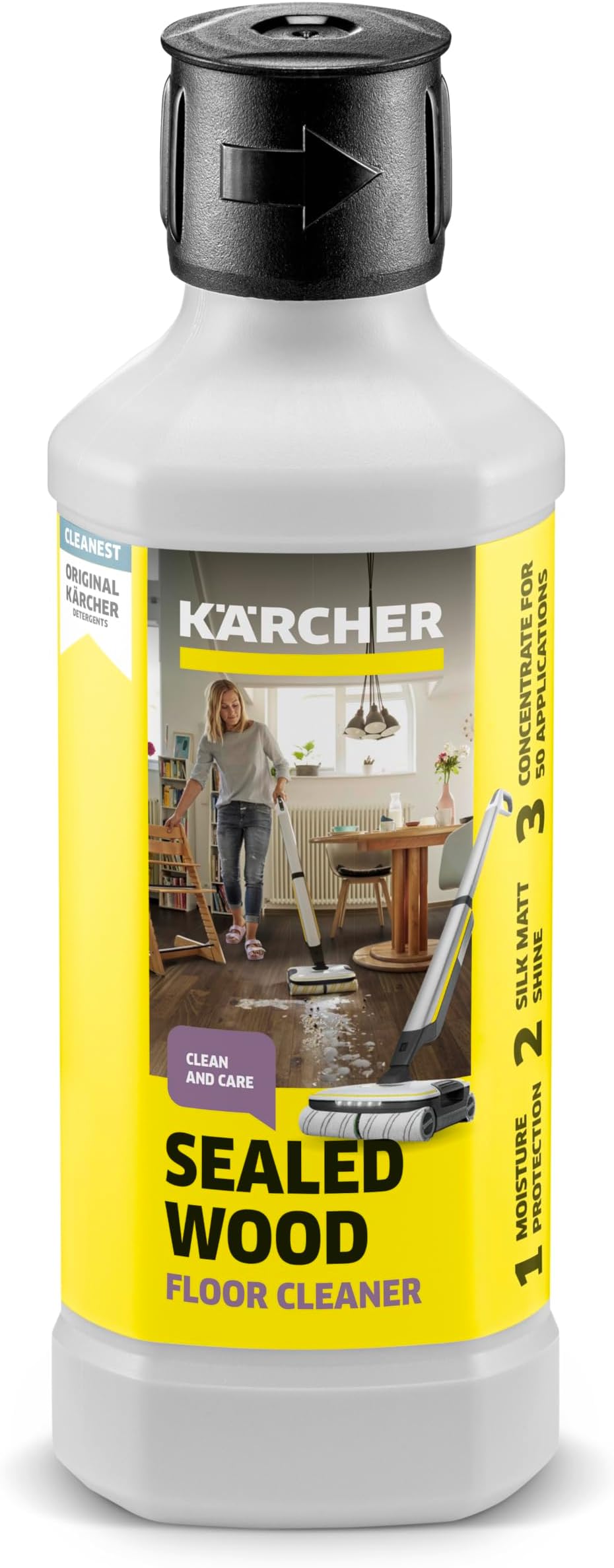Floor Cleaner Concentrate for Sealed Wood Floors - Designed for Karcher Electric Hard Floor Cleaners, FC 3, FC 5 and FC 7 - Streak-Free - 16.9 oz.