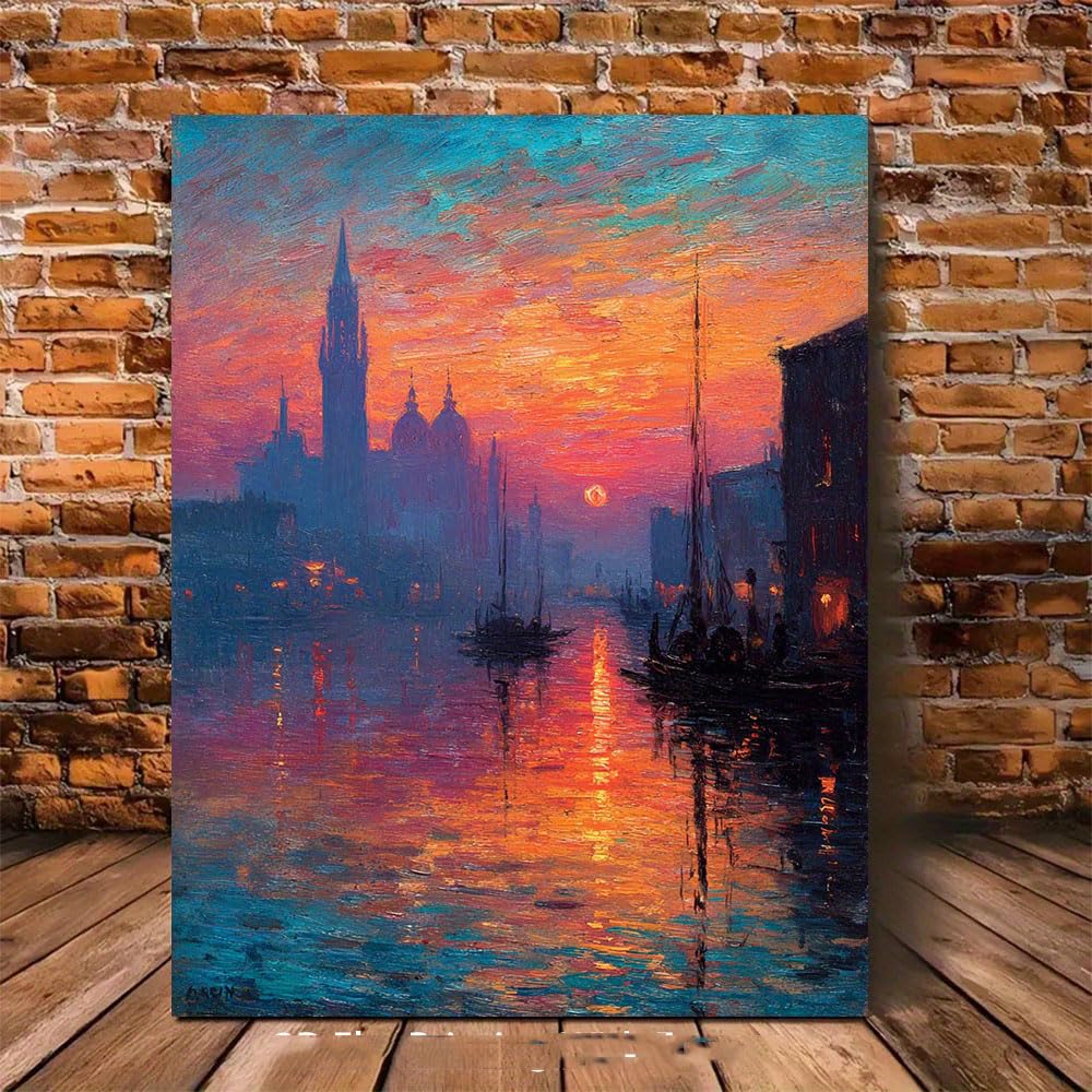awitufhgp Featuring Sunset by Claude Monet. This Famous Canvas Decor Makes for Living Room, Bedroom, Office, Kitchen, Hallway(60x80cm/24x31in(WxH)/No frame)