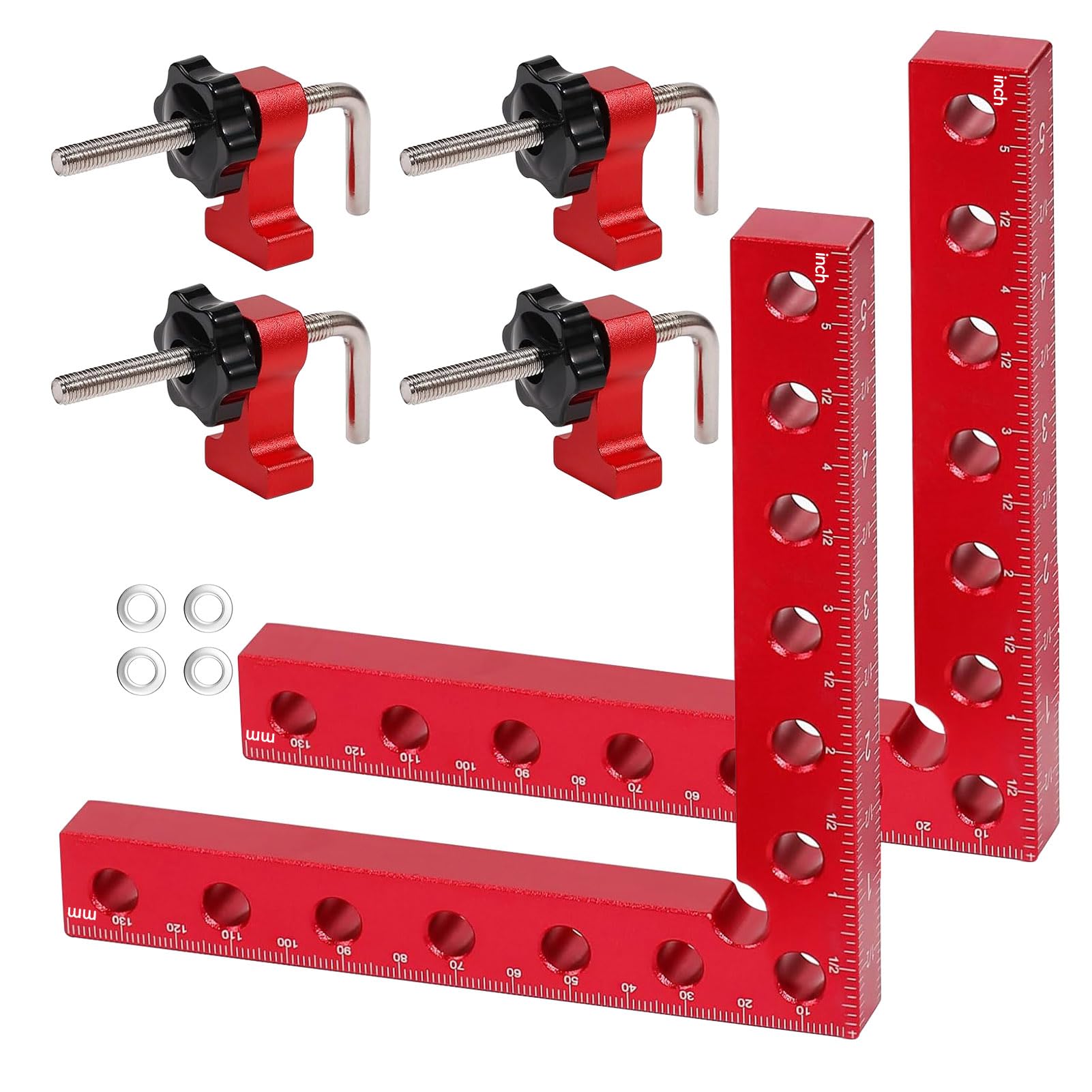 90 Degree Right Angle Positioning Square Clamp, 14x14cm Aluminium Alloy Right Angle Square Clamp Professional Woodworking Clamps for Picture Frames Cabinet Drawers (Set of 2)