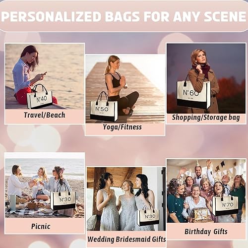 Miniatura 7 de 30th40th50th60th70th Birthday Gift Canvas Tote Bag for Women, Keepsake Beach Bag Party Birthday for Her