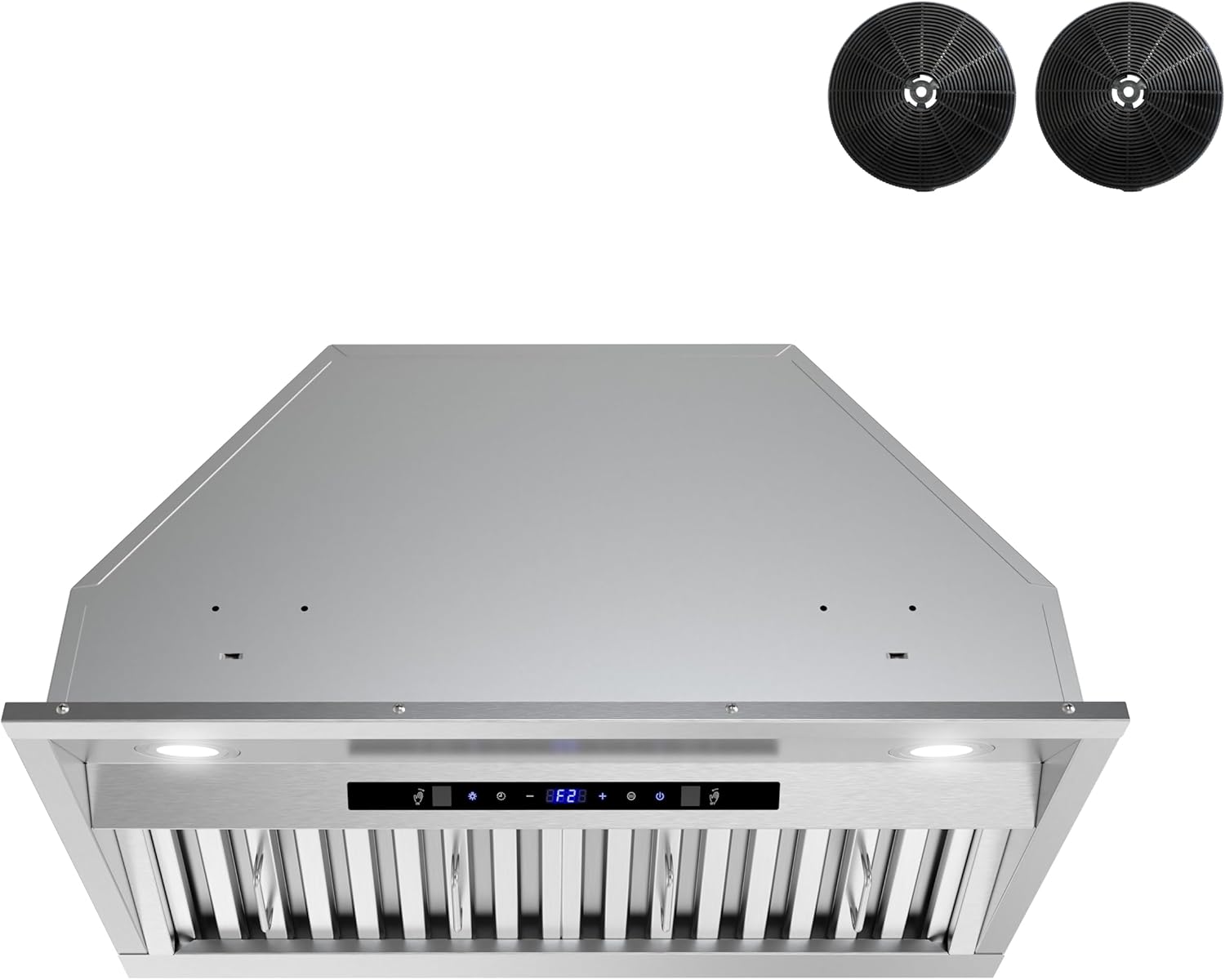 Streamline 28 in. Isnello Ductless Insert 350 CFM Range Hood in Brushed Stainless Steel with Baffle Filters, Touchpad Control, LED Lights