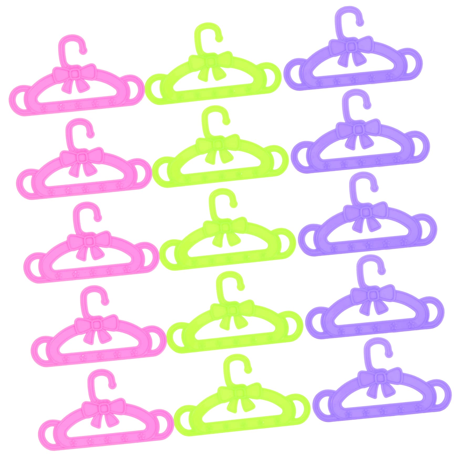 15 Piezas Perchas para Ropa de Muñecas de Colgadores de Vestidos de Plástico Rosa Verde y para Niñas Accesorios de Juguete para Ordenar Ropa de Muñecas