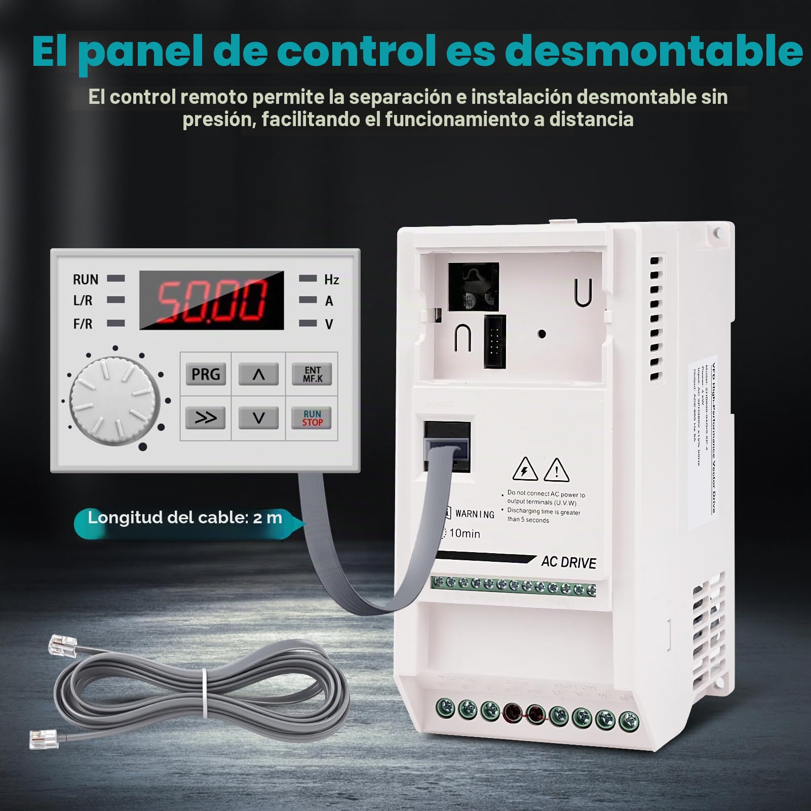 Variador de Frecuencia Trifasico 380V Controlador de Frecuencia Variable 4KW Inversor de Frecuencia Variable CNC Regulador de Velocidad Motor para Ventiladores, Cintas Transportadoras ZHB600-4KW