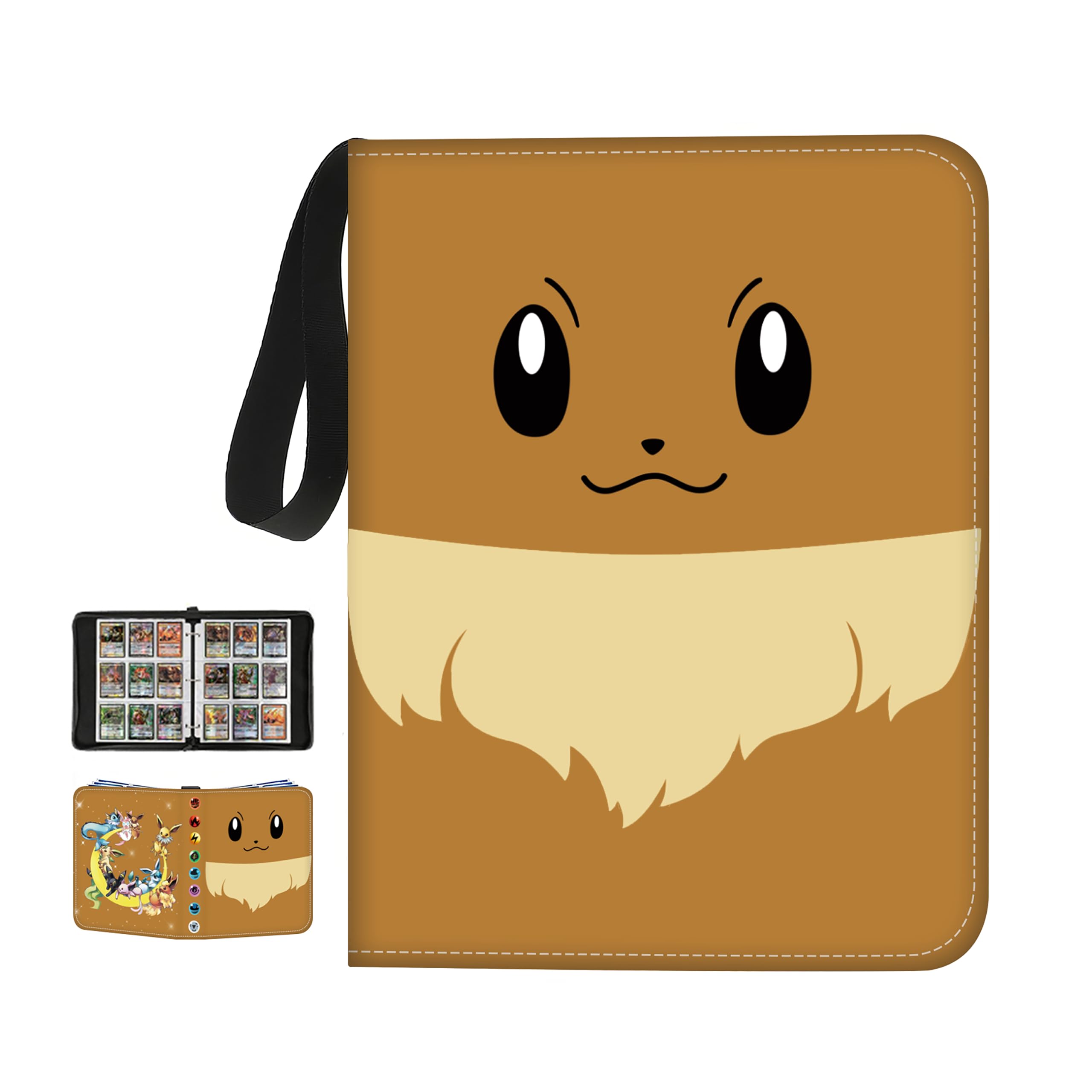 9 Pocket Zip Binder for Pokemon Cards, 3 Ring Card Album with 50 Double-Sided Card Sleeves, 900 Card Capacity, Protective Standard Size TCG Card Holder