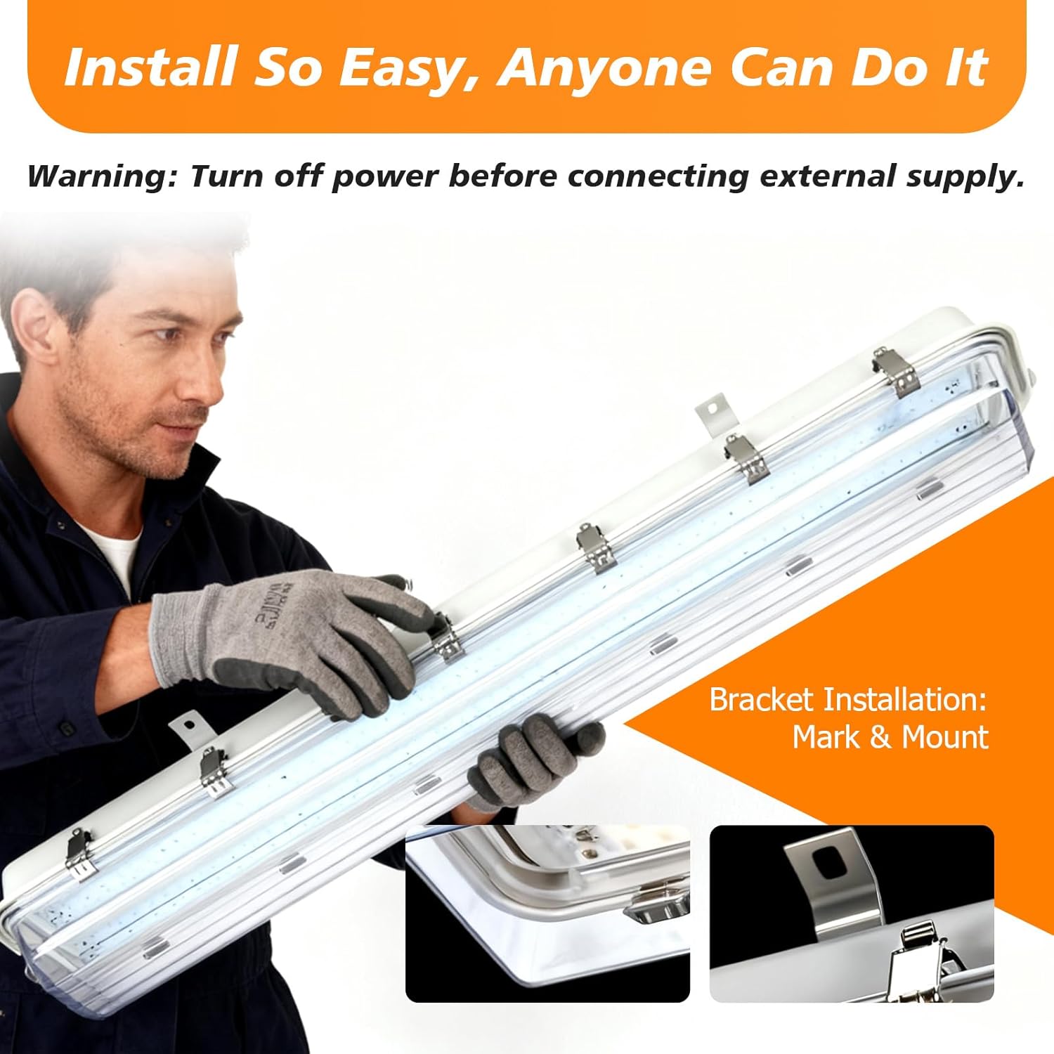 50W 4ft LED Explosion Proof Floodlight, 5000K Daylight PC Cover, UL 844,IP66 Waterproof, 6750LM Class I Division II Industrial Luminaires Warehouse Lighting for Oil & Refineries & Chemical Warehouses
